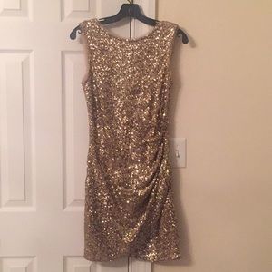 Gold Sequin Scoop Back dress